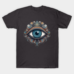 Decorative Evil Eye Art with Mandala Swirl Designs T-Shirt